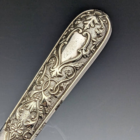 大約 1860 年英國古董銀盤魚餐具 5 對套裝在木盒中